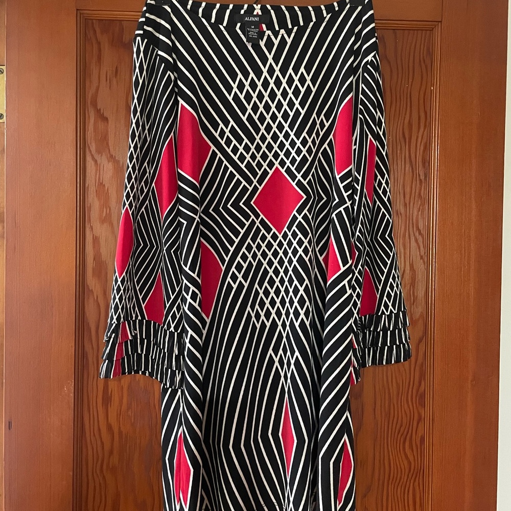 Alfani Black and Red Patterned Dress